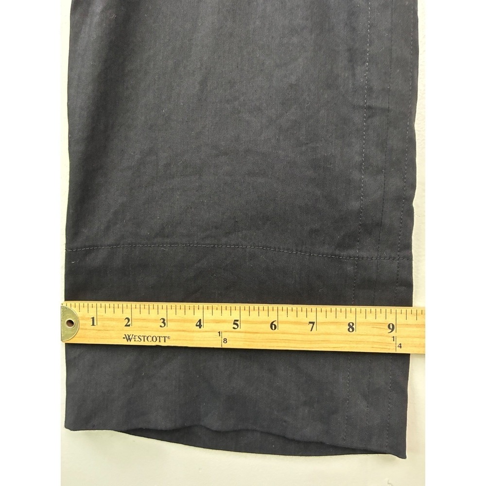 Theory Fluid Pant Women 4 Blk Linen Blend Wide Leg Caliver Preppy Trousers Low - Picture 6 of 10